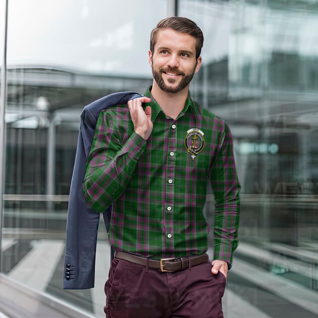 gray-hunting-tartan-long-sleeve-button-up-shirt-with-family-crest