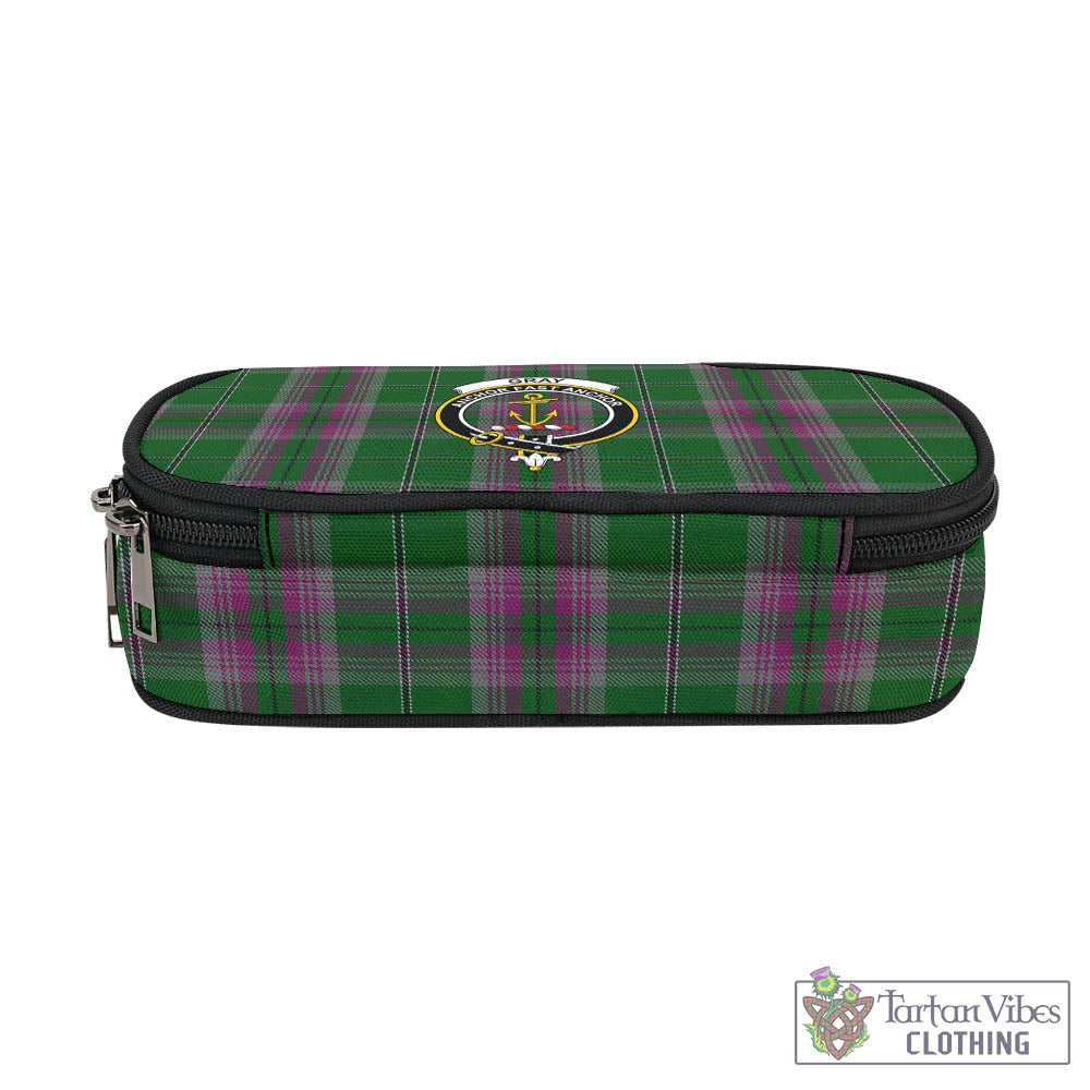 Tartan Vibes Clothing Gray Hunting Tartan Pen and Pencil Case with Family Crest