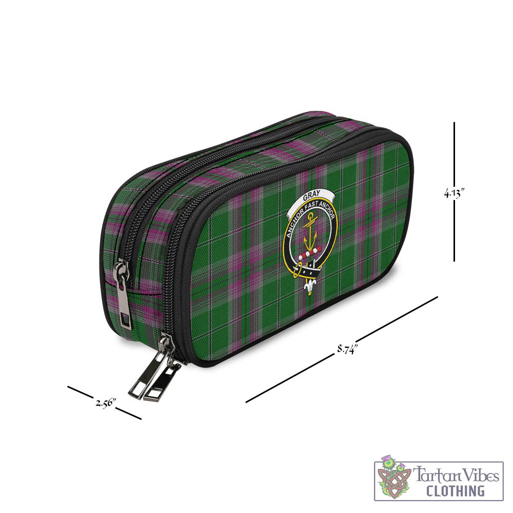 Tartan Vibes Clothing Gray Hunting Tartan Pen and Pencil Case with Family Crest