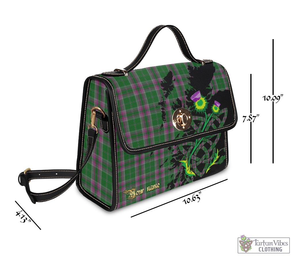 Tartan Vibes Clothing Gray Hunting Tartan Waterproof Canvas Bag with Scotland Map and Thistle Celtic Accents