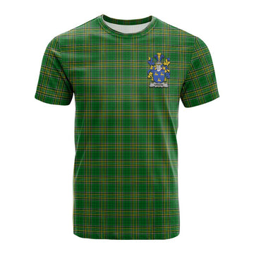 Greene Irish Clan Tartan Cotton T-shirt with Coat of Arms