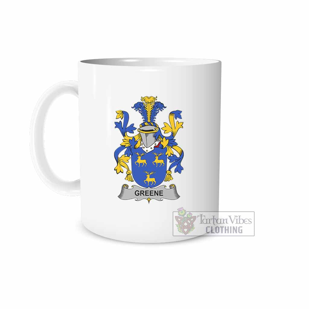 Greene Irish Clan Coat of Arms Ceramic Mug White - 2D-tartanvibesclothing