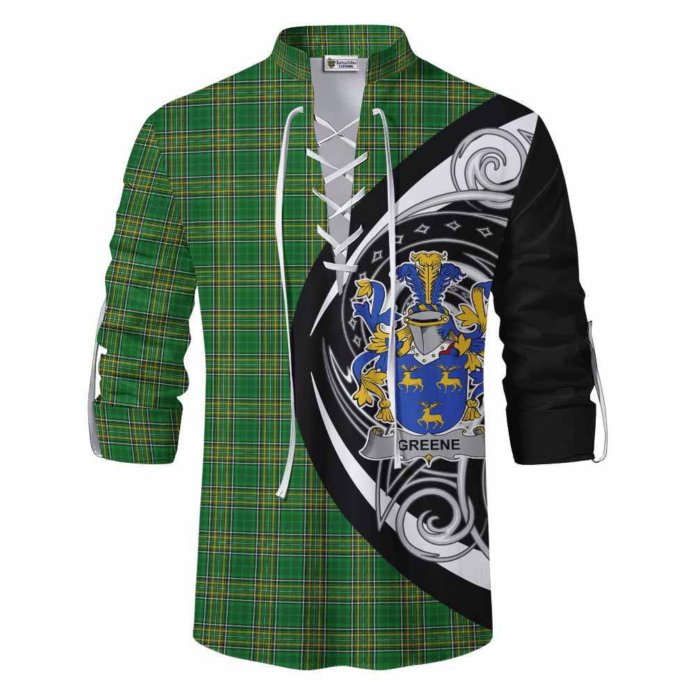 Greene Irish Clan Ghillie Kilt Shirt Celtic Circle Style Men - Tartan Vibes Clothing