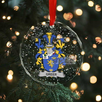 Greer Irish Clan Christmas Glass Ornament with Coat of Arms