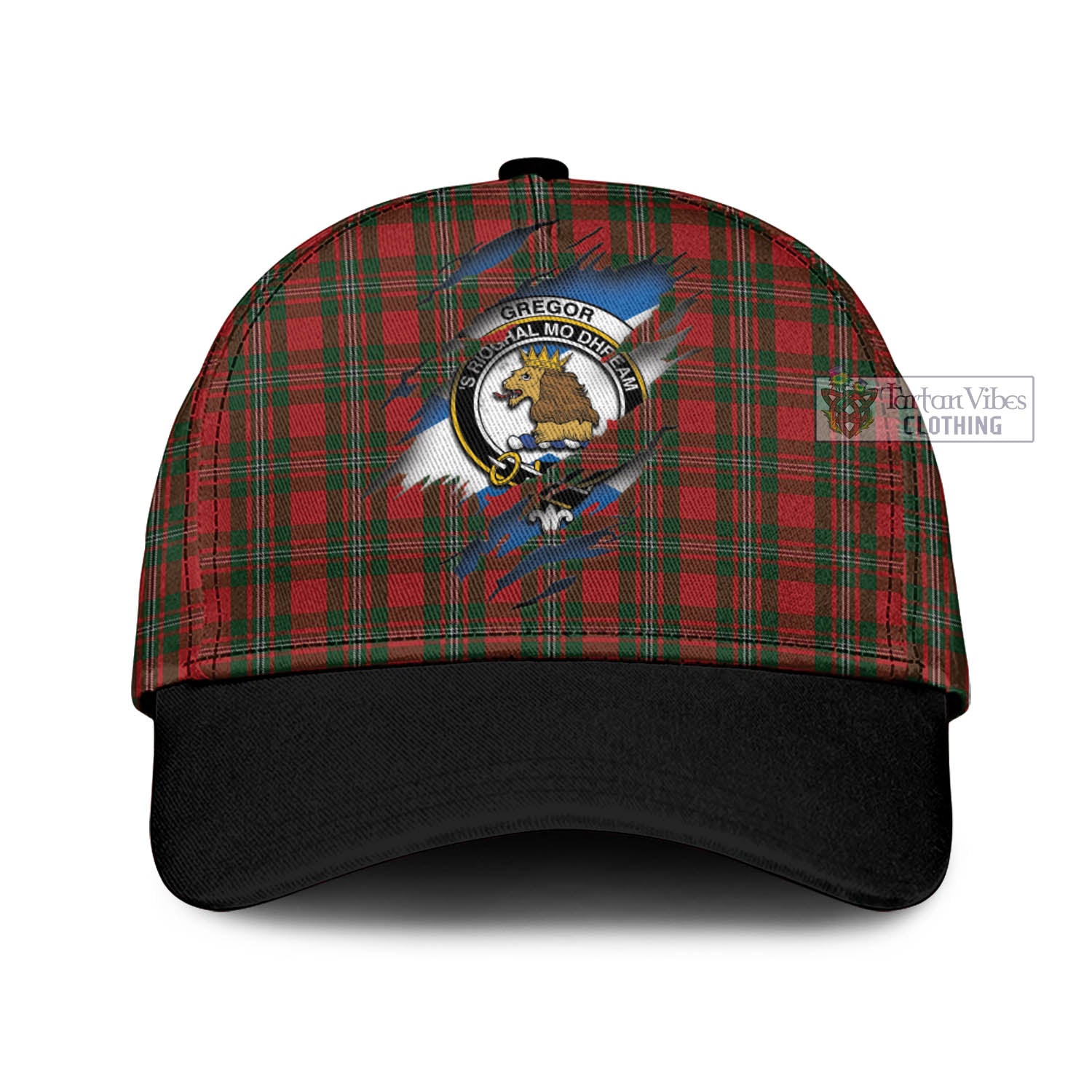 Tartan Vibes Clothing Gregor Tartan Classic Cap with Family Crest In Me Style