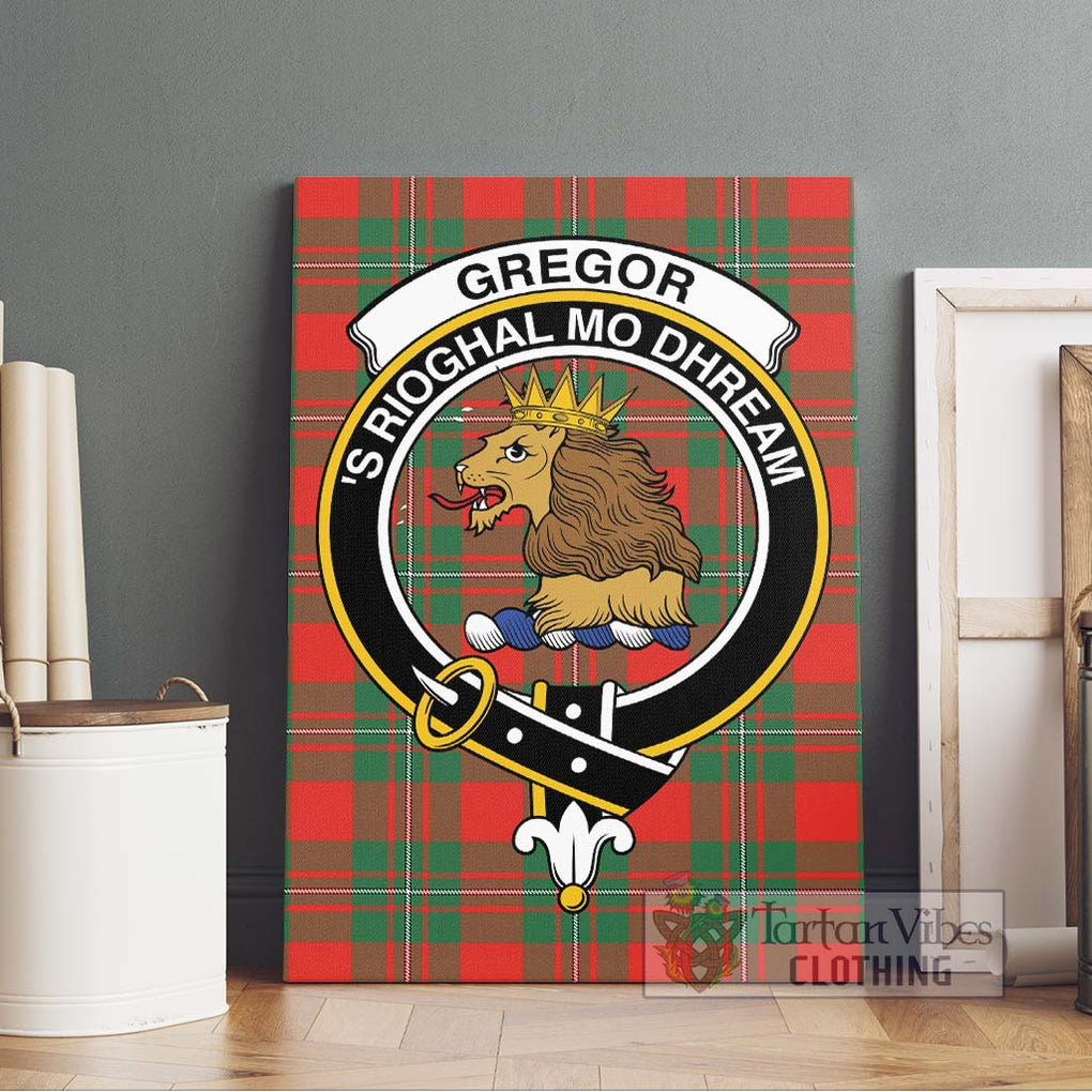 Gregor Ancient Tartan Canvas Print Wall Art with Family Crest Without Frame - Tartan Vibes Clothing