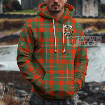 Gregor Ancient Tartan Cotton Hoodie with Family Crest