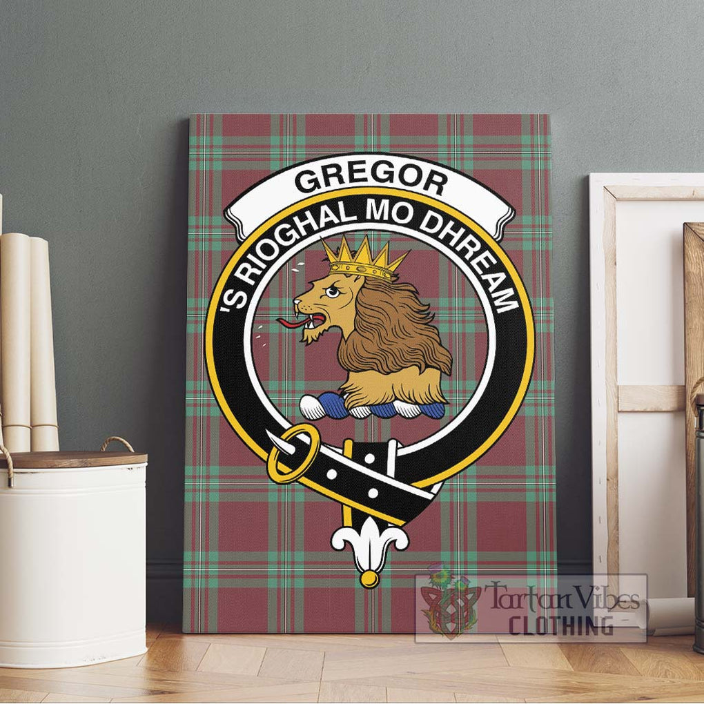 Gregor Hunting Ancient Tartan Canvas Print Wall Art with Family Crest Without Frame - Tartan Vibes Clothing