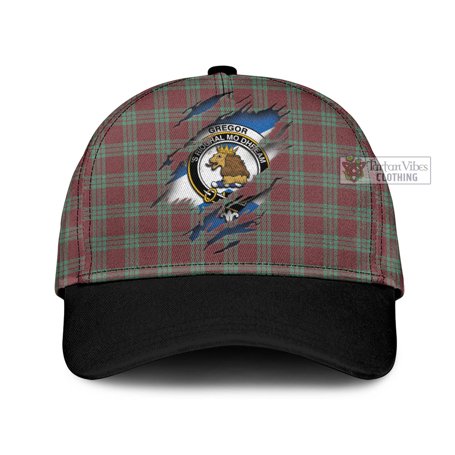 Tartan Vibes Clothing Gregor Hunting Ancient Tartan Classic Cap with Family Crest In Me Style