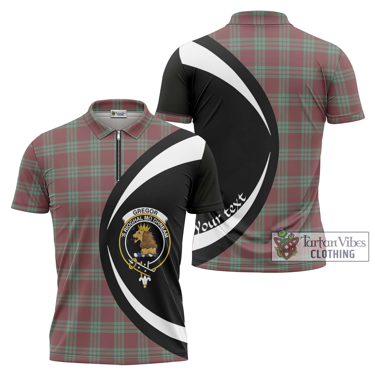 Tartan Vibes Clothing Gregor Hunting Ancient Tartan Zipper Polo Shirt with Family Crest Circle Style