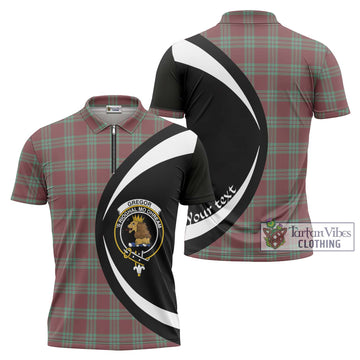 Gregor Hunting Ancient Tartan Zipper Polo Shirt with Family Crest Circle Style