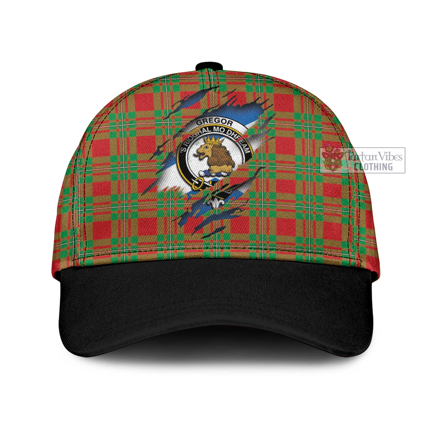 Tartan Vibes Clothing Gregor Modern Tartan Classic Cap with Family Crest In Me Style