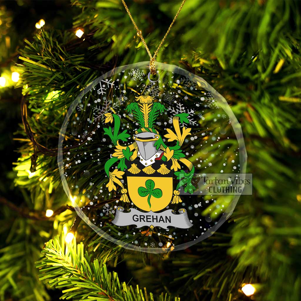 Tartan Vibes Clothing Grehan Irish Clan Christmas Glass Ornament with Coat of Arms