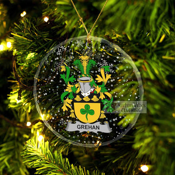 Grehan Irish Clan Christmas Glass Ornament with Coat of Arms