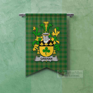 Grehan Irish Clan Tartan Gonfalon, Tartan Banner with Coat of Arms Fishtail - Tartan Vibes Clothing