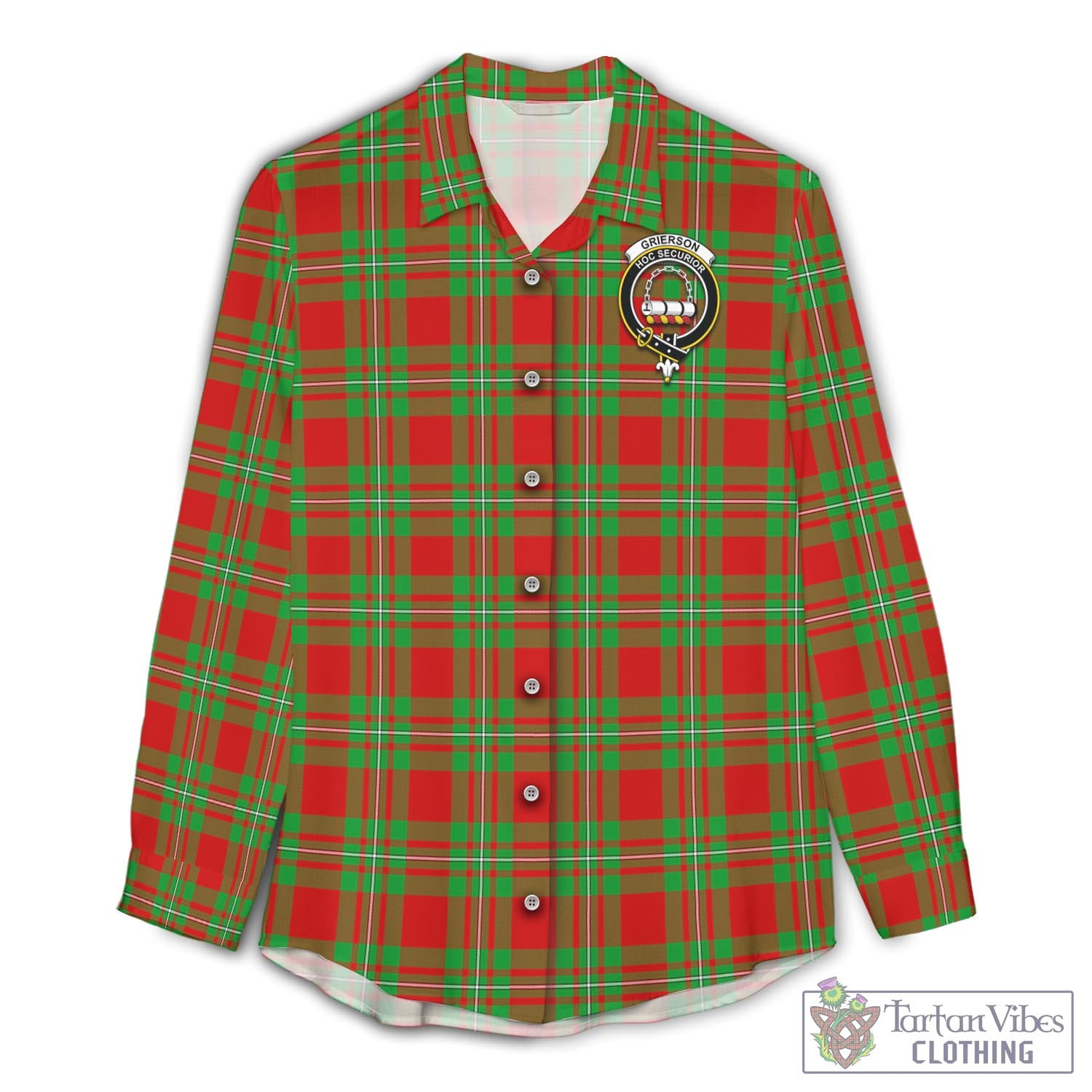 Tartan Vibes Clothing Grierson Tartan Womens Casual Shirt with Family Crest