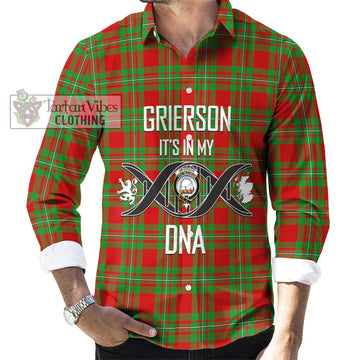 Grierson Tartan Long Sleeve Button Shirt with Family Crest DNA In Me Style