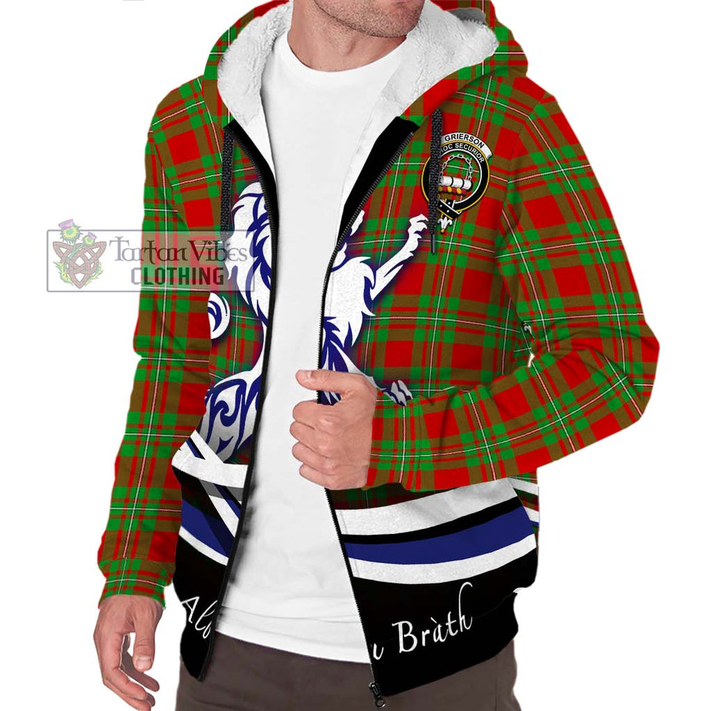 Grierson Tartan Sherpa Hoodie with Alba Gu Brath Regal Lion Emblem Unisex S - Tartanvibesclothing Shop