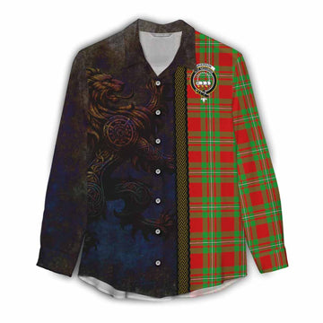 Grierson Tartan Family Crest Women's Casual Shirt Alba Gu Brath Be Brave Lion Ancient Style Female - Tartan Vibes Clothing