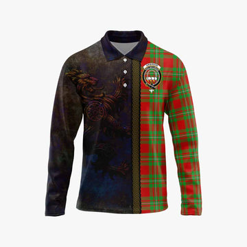 Grierson Tartan Family Crest Long Sleeve Polo Shirt Alba Gu Brath Be Brave Lion Ancient Style Unisex - Tartan Vibes Clothing