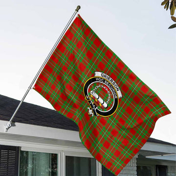 Grierson Tartan House Flag with Family Crest