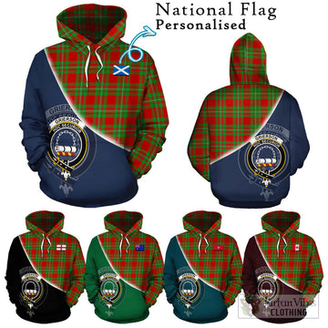 Grierson Tartan Hoodie with Personalised National Flag and Family Crest Half Style