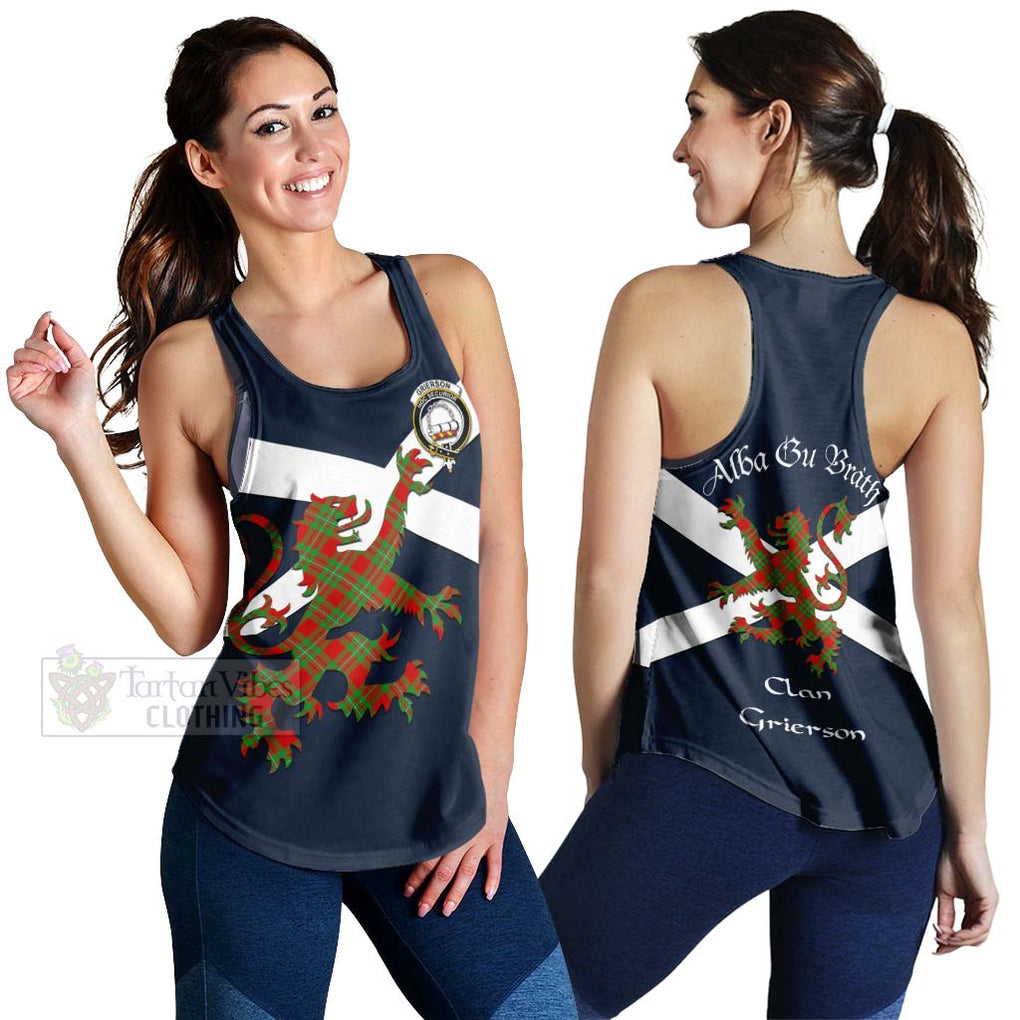 Tartan Vibes Clothing Grierson Tartan Lion Rampant Women's Racerback Tanks – Proudly Display Your Heritage with Alba Gu Brath and Clan Name