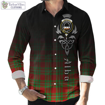 Grierson Tartan Long Sleeve Button Up Featuring Alba Gu Brath Family Crest Celtic Inspired