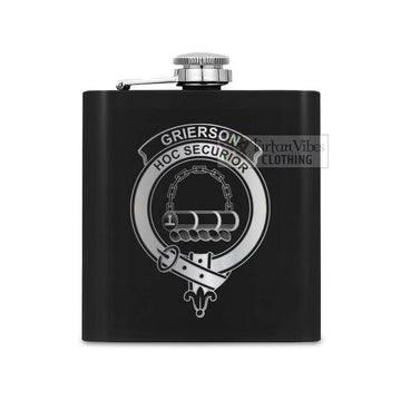 Grierson Crest Hip Flask Set 7oz Black Stainless Steel with A Gift Box