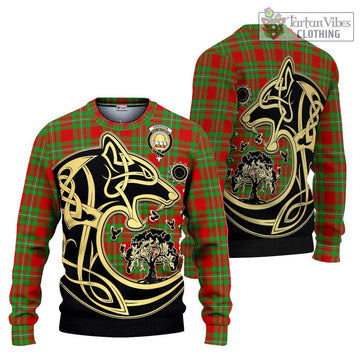 Grierson Tartan Ugly Sweater with Family Crest Celtic Wolf Style