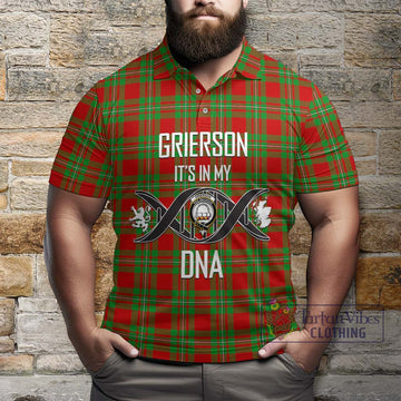 Grierson Tartan Polo Shirt with Family Crest DNA In Me Style