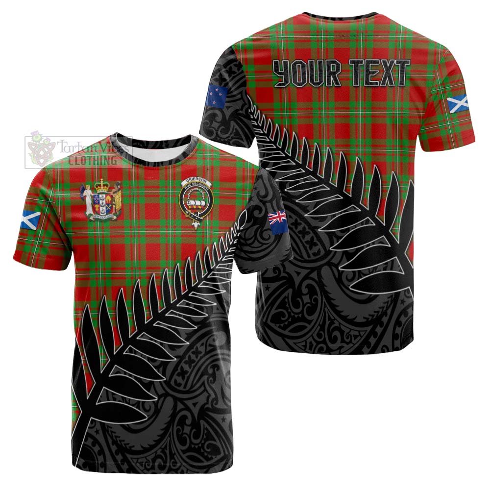 Tartan Vibes Clothing Grierson Crest Tartan Cotton T-shirt with New Zealand Silver Fern Half Style