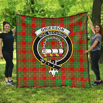 Grierson Tartan Quilt with Family Crest