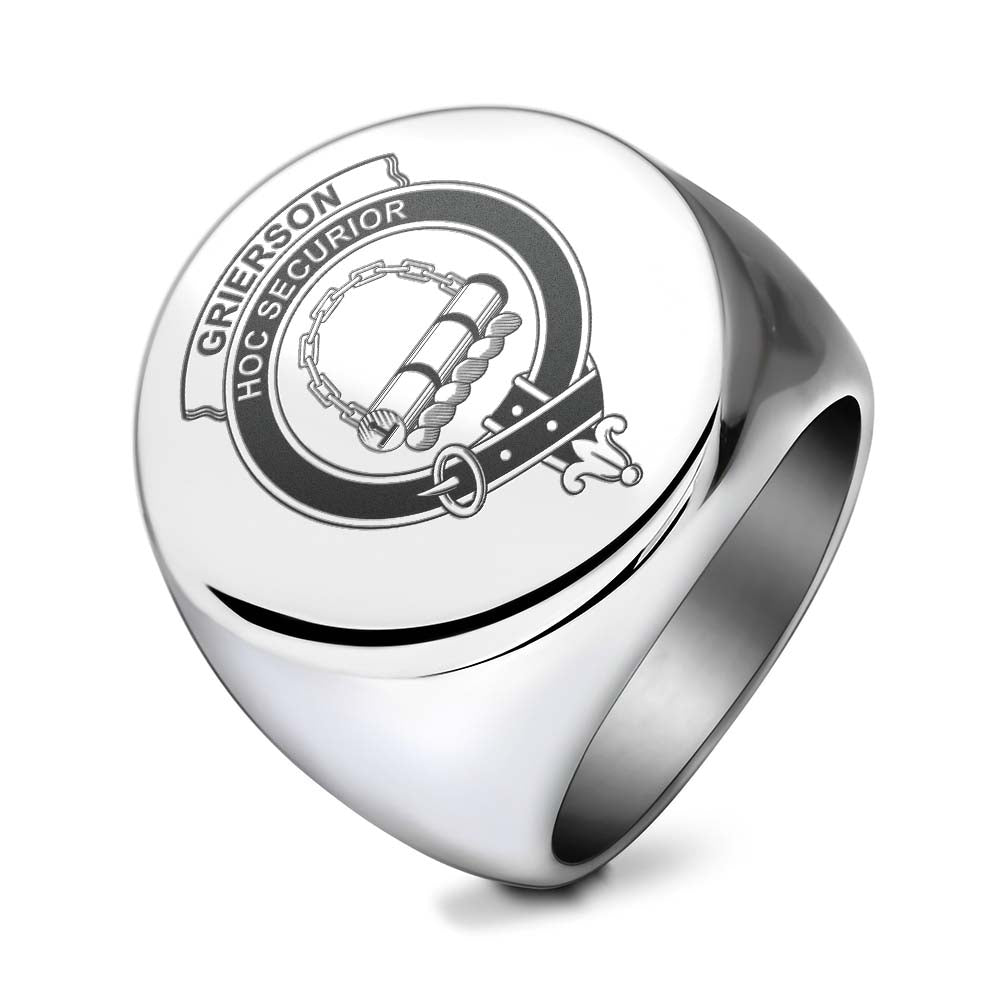 Tartan Vibes Clothing Grierson Clan Crest Engraved Ring