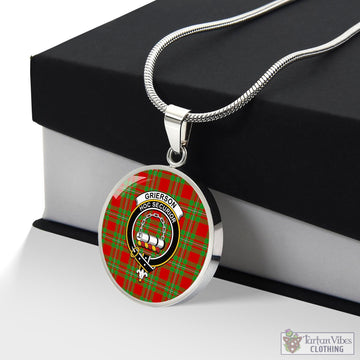 Grierson Tartan Circle Necklace with Family Crest Luxury Necklace (Silver) No - Tartan Vibes Clothing