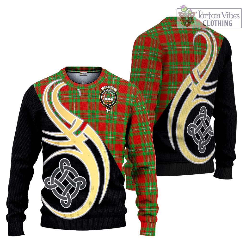 Grierson Tartan Knitted Sweater with Family Crest and Celtic Symbol Style Unisex - Tartan Vibes Clothing