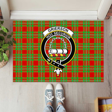 Grierson Tartan Door Mat with Family Crest