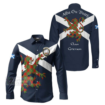 Grierson Tartan Lion Rampant Long Sleeve Button Shirt Proudly Display Your Heritage with Alba Gu Brath and Clan Name