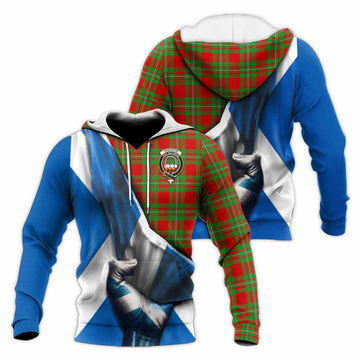 Grierson Tartan Knitted Hoodie with Family Crest Scotland Patriotic Style