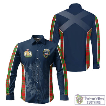 Grierson Tartan Long Sleeve Button Up Shirt with Family Crest and Scottish Thistle Vibes Sport Style