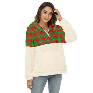 Grierson Tartan Women's Borg Fleece Hoodie With Half Zip