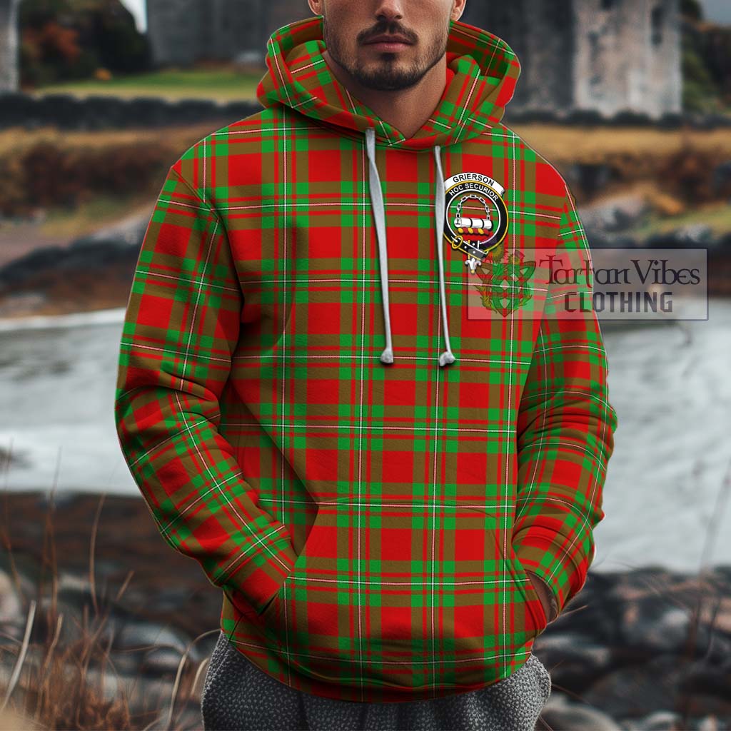 Tartan Vibes Clothing Grierson Tartan Cotton Hoodie with Family Crest