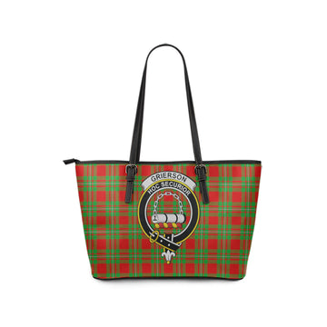 Grierson Tartan Leather Tote Bag with Family Crest