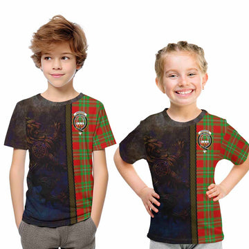Grierson Tartan Family Crest Kid T-Shirt Alba Gu Brath Be Brave Lion Ancient Style Youth XL Size14 - Tartan Vibes Clothing