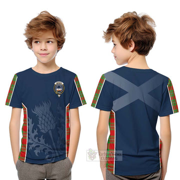 Grierson Tartan Kid T-Shirt with Family Crest and Scottish Thistle Vibes Sport Style