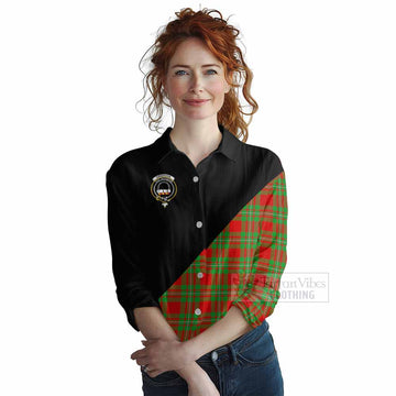 Grierson Tartan Women's Casual Shirt with Family Crest and Military Logo Style