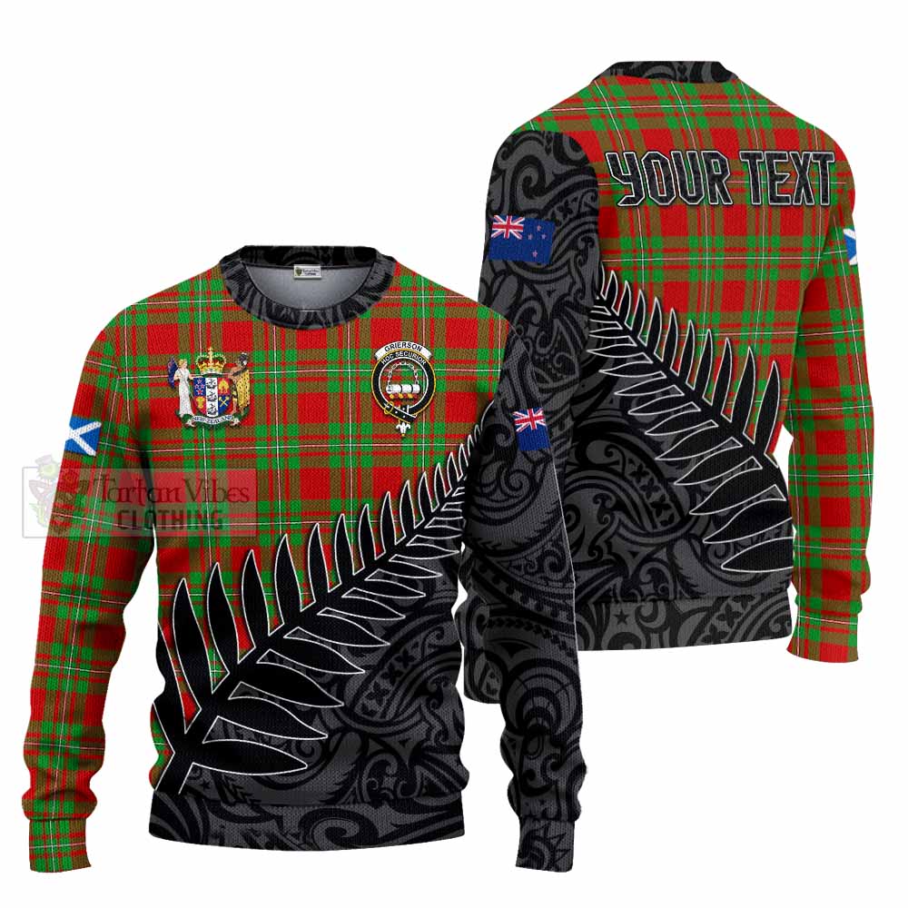 Tartan Vibes Clothing Grierson Crest Tartan Knitted Sweater with New Zealand Silver Fern Half Style