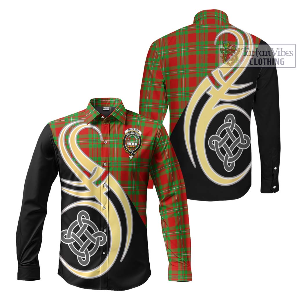 Grierson Tartan Long Sleeve Button Shirt with Family Crest and Celtic Symbol Style Men's Shirt S - Tartan Vibes Clothing