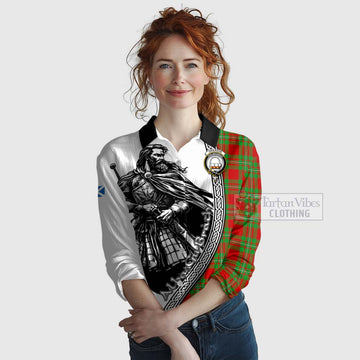 Grierson Tartan Clan Crest Women's Casual Shirt with Highlander Warrior Celtic Style