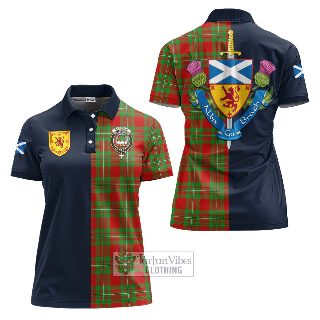 Tartan Vibes Clothing Grierson Tartan Women's Polo Shirt with Scottish Lion Royal Arm Half Style